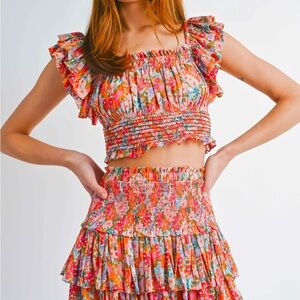 Floral Ruffle Top - Multicolor